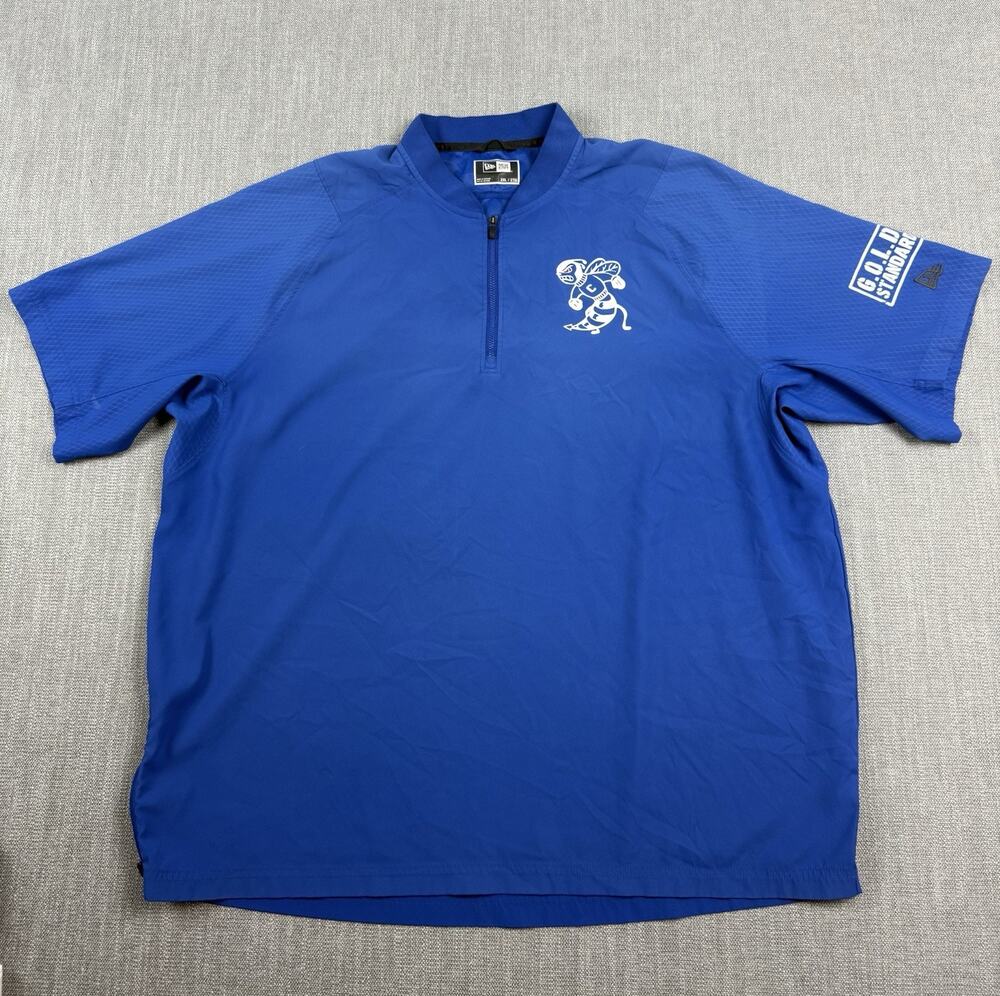 New Era Cold Standard 1/4 Zip Batting Jacket Blue Bee Logo Men 2XL Stretch